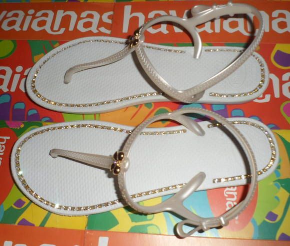 Havaianas Grace com strass prata  no solado Piercing