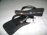 Havaianas High Tech com salto -  strass e fio de seda preto